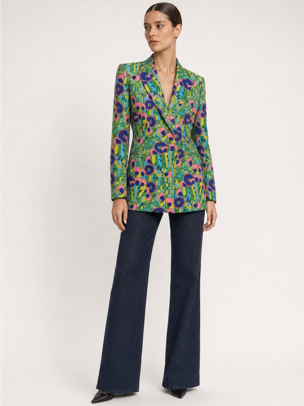 Dolce & Gabbana Floral Wool Blend Longline Blazer IT 44 US 8